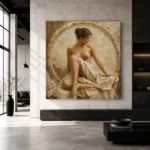 Circular Arch Seated Figure Classical Nude Wall Art Canvas Print - Image 3