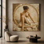 Circular Arch Seated Figure Classical Nude Wall Art Canvas Print - Image 5