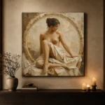 Circular Arch Seated Figure Classical Nude Wall Art Canvas Print - Image 6