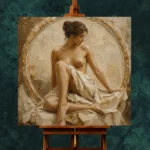 Circular Arch Seated Figure Classical Nude Wall Art Canvas Print - Image 11