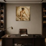 Circular Arch Seated Figure Classical Nude Wall Art Canvas Print displayed in a contemporary gallery-inspired room