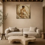 Circular Arch Seated Figure Classical Nude Wall Art Canvas Print presented in a sophisticated home setting