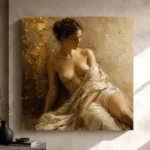 Golden Plaster Muse Classical Nude Wall Art Canvas Print - Image 9