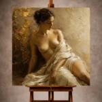 Golden Plaster Muse Classical Nude Wall Art Canvas Print - Image 10