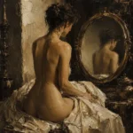 Mirror Reflection Back Figure Classical Nude Wall Art Canvas Print
