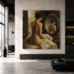 Mirror Reflection Back Figure Classical Nude Wall Art Canvas Print - Image 3