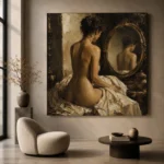 Mirror Reflection Back Figure Classical Nude Wall Art Canvas Print - Image 5