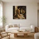 Mirror Reflection Back Figure Classical Nude Wall Art Canvas Print styled in a refined neutral interior