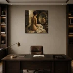 Mirror Reflection Back Figure Classical Nude Wall Art Canvas Print displayed in a contemporary gallery-inspired room
