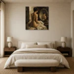 Mirror Reflection Back Figure Classical Nude Wall Art Canvas Print showcased in an elegant minimalist interior