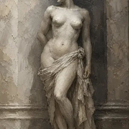 Draped Classical Figure Sculptural Nude Wall Art Canvas Print