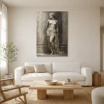 Draped Classical Figure Sculptural Nude Wall Art Canvas Print styled in a refined neutral interior