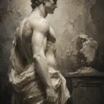 Draped Male Figure Sculptural Nude Wall Art Canvas Print