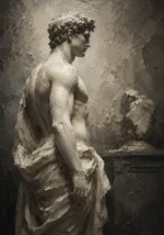 Draped Male Figure Sculptural Nude Wall Art Canvas Print