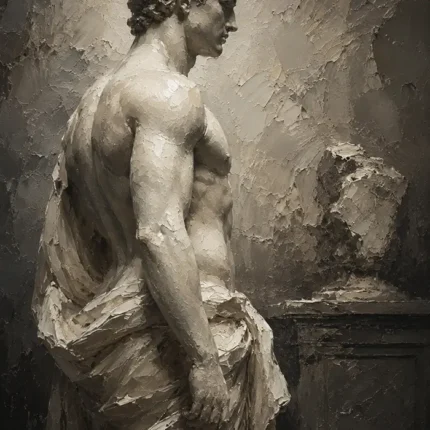 Draped Male Figure Sculptural Nude Wall Art Canvas Print