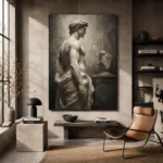 Draped Male Figure Sculptural Nude Wall Art Canvas Print - Image 3