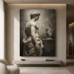 Draped Male Figure Sculptural Nude Wall Art Canvas Print - Image 4