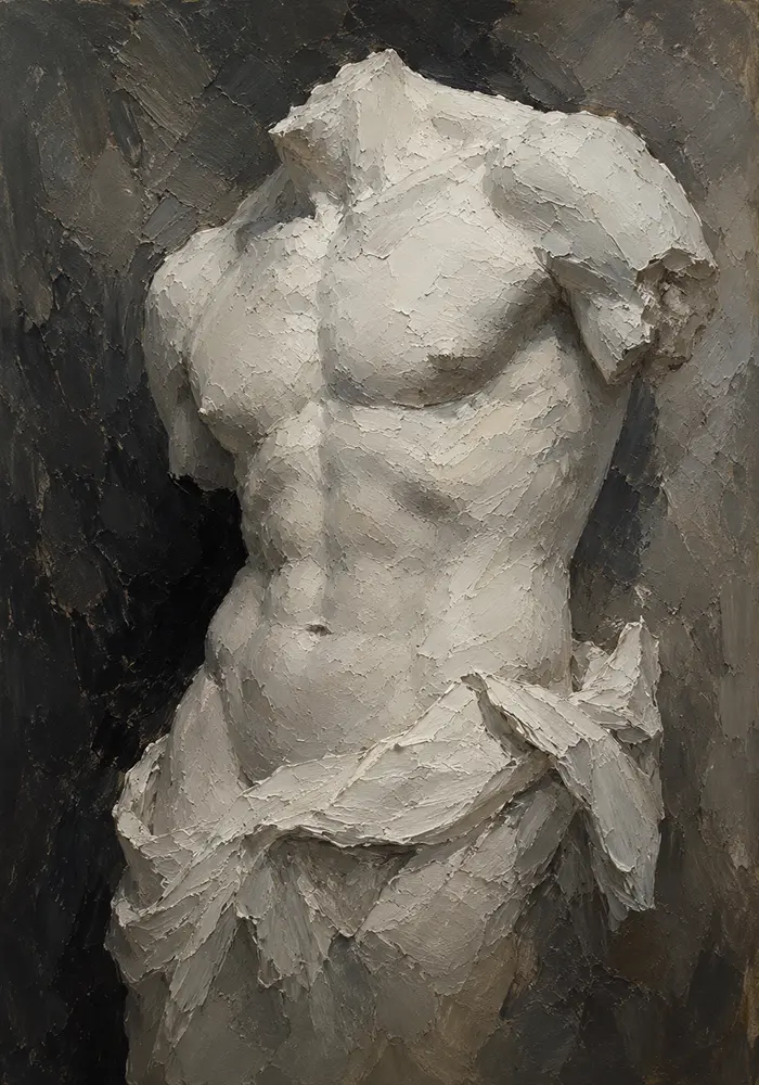 Fragmented Torso Sculptural Nude Wall Art Canvas Print
