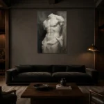 Fragmented Torso Sculptural Nude Wall Art Canvas Print shown in a warm modern interior