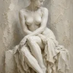 Seated Muse Sculptural Nude Wall Art Canvas Print