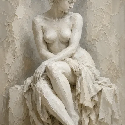Seated Muse Sculptural Nude Wall Art Canvas Print