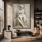 Seated Muse Sculptural Nude Wall Art Canvas Print - Image 3