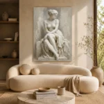 Seated Muse Sculptural Nude Wall Art Canvas Print - Image 9