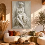 Seated Muse Sculptural Nude Wall Art Canvas Print - Image 11