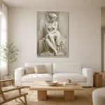 Seated Muse Sculptural Nude Wall Art Canvas Print styled in a refined neutral interior
