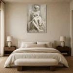 Seated Muse Sculptural Nude Wall Art Canvas Print showcased in an elegant minimalist interior