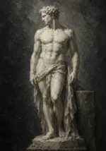 Standing Male Figure Sculptural Nude Wall Art Canvas Print