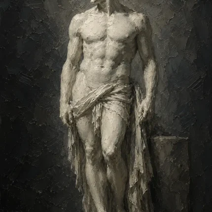 Standing Male Figure Sculptural Nude Wall Art Canvas Print