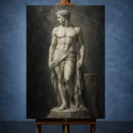 Standing Male Figure Sculptural Nude Wall Art Canvas Print - Image 2