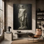 Standing Male Figure Sculptural Nude Wall Art Canvas Print - Image 3