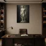 Standing Male Figure Sculptural Nude Wall Art Canvas Print displayed in a contemporary gallery-inspired room