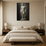 Standing Male Figure Sculptural Nude Wall Art Canvas Print showcased in an elegant minimalist interior