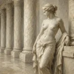 Classical Colonnade Figure Sculptural Nude Wall Art Canvas Print