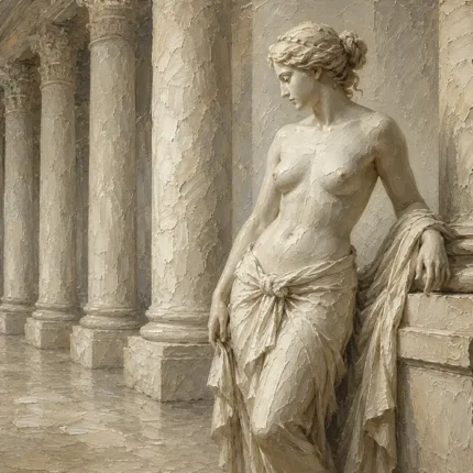 Classical Colonnade Figure Sculptural Nude Wall Art Canvas Print