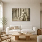 Classical Colonnade Figure Sculptural Nude Wall Art Canvas Print styled in a refined neutral interior