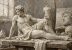 Reclining Male Figure Sculptural Nude Wall Art Canvas Print