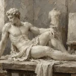 Reclining Male Figure Sculptural Nude Wall Art Canvas Print