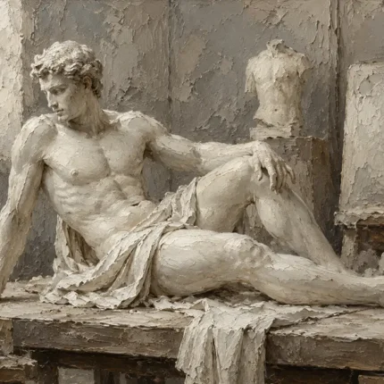 Reclining Male Figure Sculptural Nude Wall Art Canvas Print