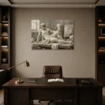 Reclining Male Figure Sculptural Nude Wall Art Canvas Print displayed in a contemporary gallery-inspired room