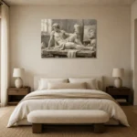 Reclining Male Figure Sculptural Nude Wall Art Canvas Print showcased in an elegant minimalist interior