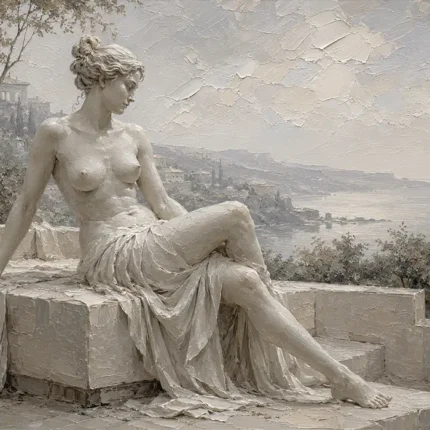 Coastal Muse Sculptural Nude Wall Art Canvas Print