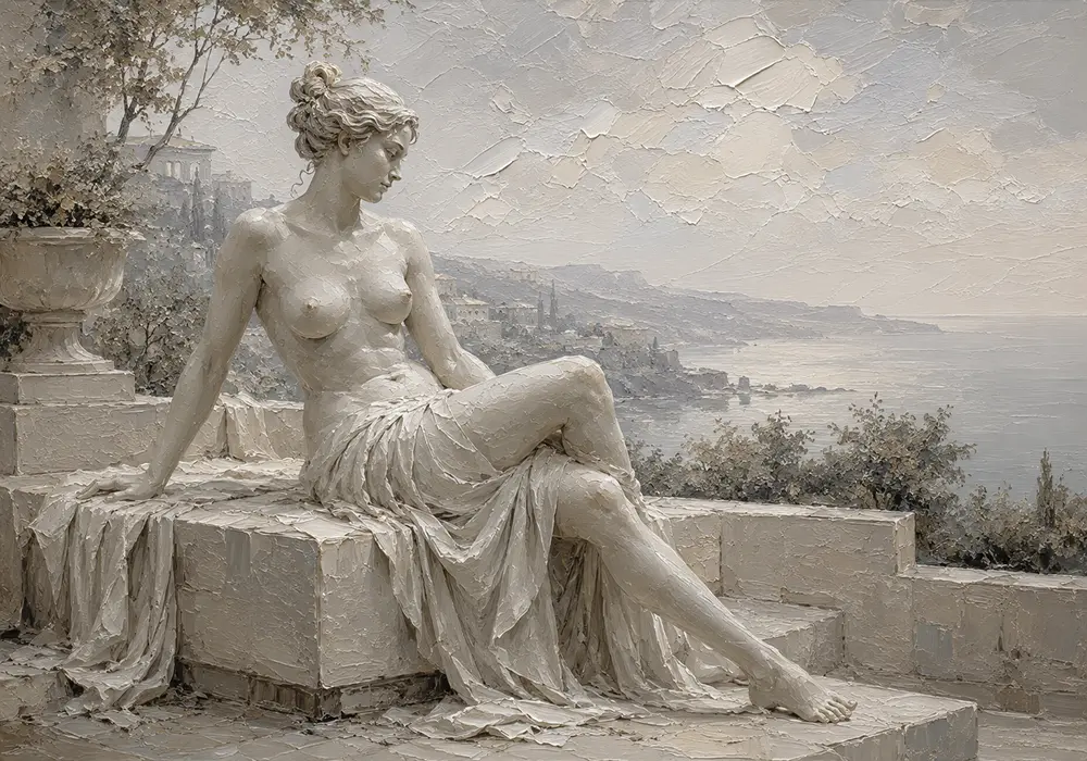 Coastal Muse Sculptural Nude Wall Art Canvas Print