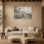 Coastal Muse Sculptural Nude Wall Art Canvas Print presented in a sophisticated home setting