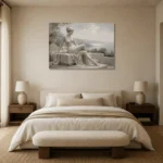 Coastal Muse Sculptural Nude Wall Art Canvas Print showcased in an elegant minimalist interior