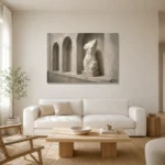 Arched Torso Sculptural Nude Wall Art Canvas Print styled in a refined neutral interior