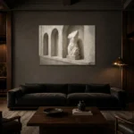 Arched Torso Sculptural Nude Wall Art Canvas Print shown in a warm modern interior